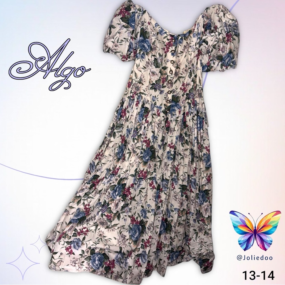 Floral Maxi Dress with off-the-shoulder Puff Sleeves & crinoline